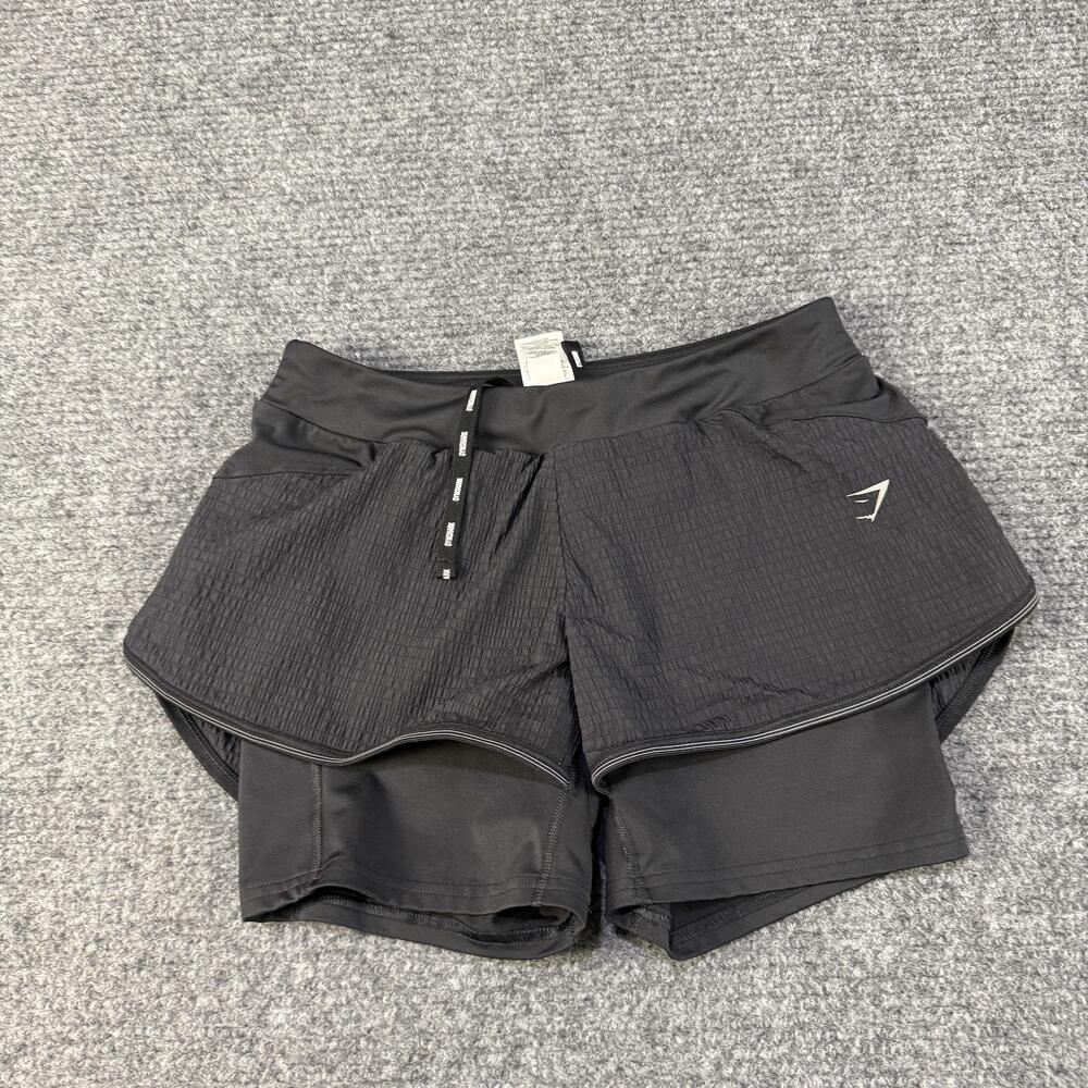 Gymshark Shorts Womens Small Black 2 In 1 Lined Running Training Athletic Gym